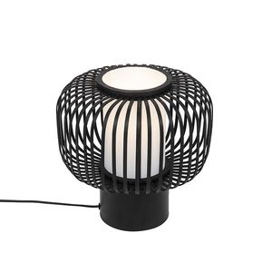 Moderná stolová lampa čierna s bambusom - Bambuk vyobraziť