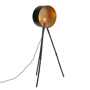 Vintage stojaca lampa na bambusovom statíve čierna so zlatom - hlaveň vyobraziť