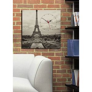 Dekoratívne nástenné hodiny Eiffel šedé vyobraziť