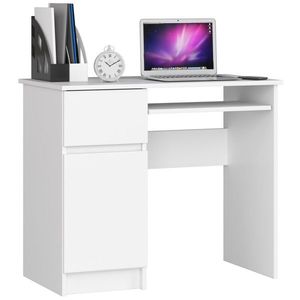 Písací stôl 90 cm Piksel biely ľavý vyobraziť