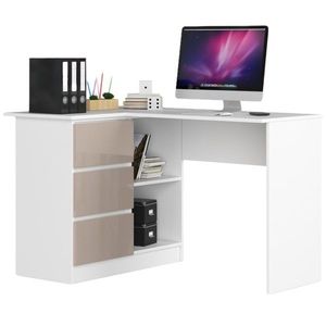 Rohový písací stôl B16 124 cm biely/cappuccino ľavý vyobraziť