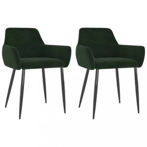 Jedálenská stolička 2 ks zamat / kov Dekorhome Tmavo zelená vyobraziť