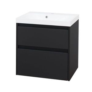 MEREO - Opto, kúpeľňová skrinka s umývadlom z liateho mramoru 61 cm, čierna CN940M vyobraziť