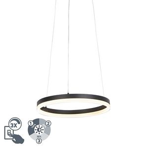 Dizajnové krúžkové závesné svietidlo čierne 40 cm vrátane LED a stmievača - Anello vyobraziť