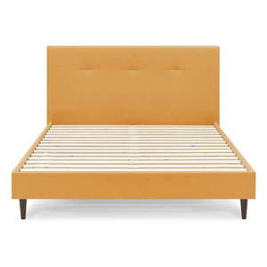 Žltá čalúnená dvojlôžková posteľ s roštom 160x200 cm Tory - Bobochic Paris vyobraziť