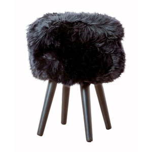 Stolička s čiernym sedákom z ovčej kožušiny Native Natural Black, ⌀ 30 cm vyobraziť