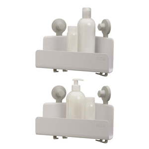 Biele rohové samodržiace plastové kúpeľňové poličky v súprave 2 ks EasyStore - Joseph Joseph vyobraziť