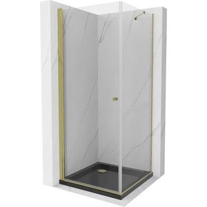 MEXEN/S - Pretória sprchovací kút 90x90, transparent, zlatá + sprchová vanička vrátane sifónu 852-090-090-50-00-4070G vyobraziť