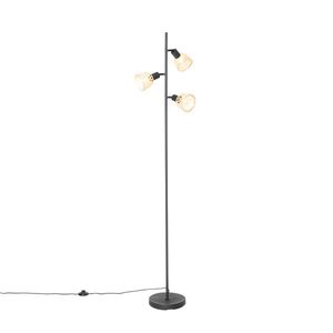 Orientálna stojaca lampa čierna s bambusovými 3 svetlami - Rayan vyobraziť