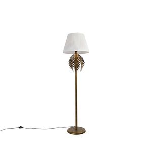 Vintage stojaca lampa zlatá so skladaným odtieňom biela 45 cm - Botanica vyobraziť