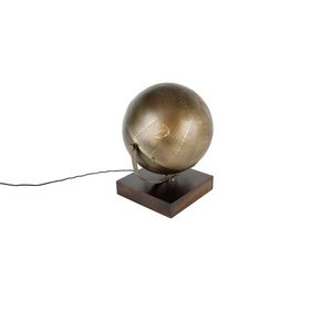 Priemyselná stolová lampa bronzová s drevom - Haicha vyobraziť