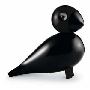 Čierna soška z masívneho bukového dreva Kay Bojesen Denmark Songbird Ravn vyobraziť