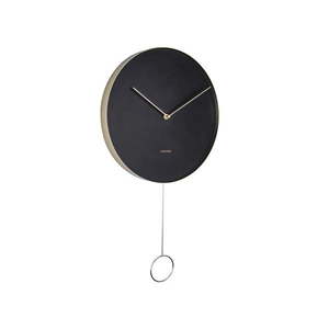 Čierne nástenné kyvadlové hodiny Karlsson Pendulum, ø 34 cm vyobraziť