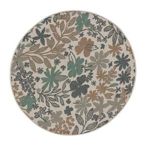 Béžovo-zelený vonkajší koberec Universal Floral, ø 115 cm vyobraziť