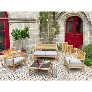 Sivý záhradný lounge set z teakového dreva pre 4 Aquariva - Ezeis vyobraziť