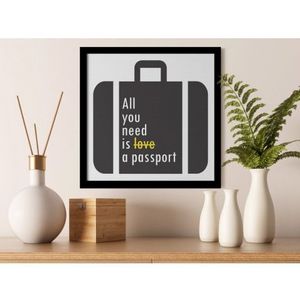 Rámovaný obraz Cestovný kufor s textom, 30x30 cm% vyobraziť