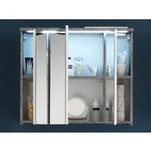 Kúpeľňová skrinka so zrkadlom a osvetlením Pool, šedý betón% vyobraziť