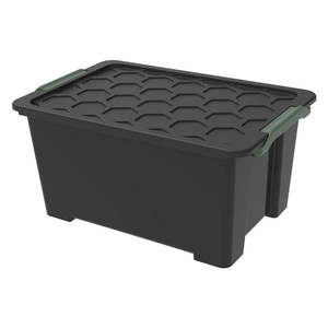 Lesklo čierny plastový úložný box s vekom Evo Safe - Rotho vyobraziť