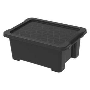 Lesklo čierny plastový úložný box s vekom Evo Easy - Rotho vyobraziť