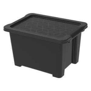 Lesklo čierny plastový úložný box s vekom Evo Easy - Rotho vyobraziť