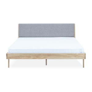 Sivá/prírodná čalúnená dvojlôžková posteľ z dubového dreva 140x200 cm Fawn - Gazzda vyobraziť