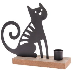 Kovový svietnik na čajovú sviečku Mačka, 20 x 16, 5 x 6 cm vyobraziť