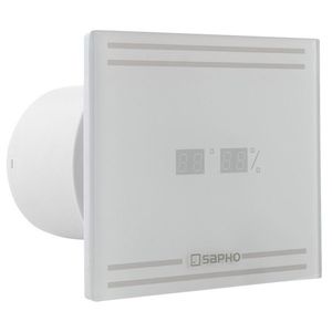 SAPHO - GLASS kúpeľňový axiálny ventilátor s LED displejom, 8W, potrubie 100, biela GS103 vyobraziť