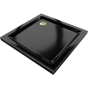 MEXEN/S - Flat Sprchová vanička štvorcová slim 100 x 100, čierna + zlatý sifón 40701010G vyobraziť