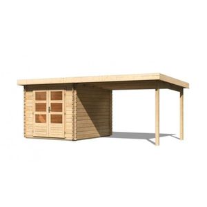 Drevený záhradný domček BASTRUP 4 s prístavkom Lanitplast Prírodné drevo vyobraziť