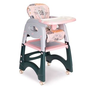 Detská jedálenská stolička Ecotoys 2v1 šedivo-ružová vyobraziť