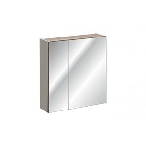 Závěsná koupelnová skříňka se zrcadlem SantaFe 84-60-A-2D šedá/taupe vyobraziť