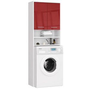 Kúpeľňová skrinka nad práčku Fin biela/červená lesk vyobraziť