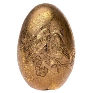 Dekoračné zlaté vajíčko s vtáčikmi, 6 x 10 cm vyobraziť