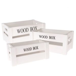 Sada drevených debničiek Wood Box, 3 ks, biela vyobraziť