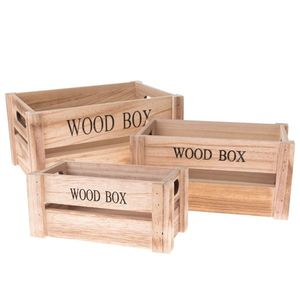 Sada drevených debničiek Wood Box, 3 ks, prírodná vyobraziť