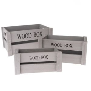 Sada drevených debničiek Wood Box, 3 ks, sivá vyobraziť