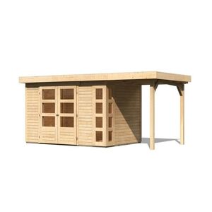 Drevený záhradný domček KERKO 4 s prístavkom 150 Lanitplast Prírodné drevo vyobraziť