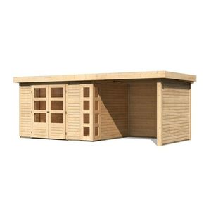 Drevený záhradný domček KERKO 5 s prístavkom 240 Lanitplast Prírodné drevo vyobraziť