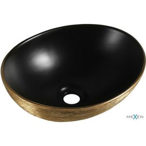 MEXEN - Elza umývadlo na dosku 40 x 33 cm, czarna mat/zlato dekor 21014027 vyobraziť