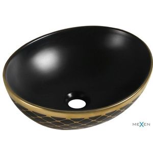 MEXEN - Elza umývadlo na dosku 40 x 33 cm, czarna mat/zlato dekor 21014029 vyobraziť
