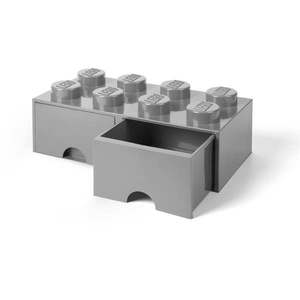 Sivý úložný box s dvoma zásuvkami LEGO® vyobraziť
