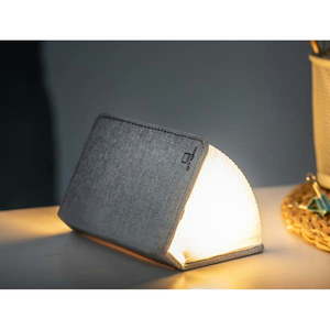 Sivá malá LED stolová lampa v tvare knihy Gingko Booklight vyobraziť