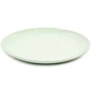 Keramický plytký tanier s bodkami, zelená vyobraziť