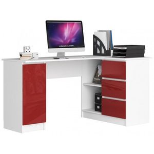 Rohový písací stôl B20 biely/červený pravý vyobraziť
