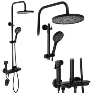 Sprchový set Rea Max - vaňová batéria, dažďová, ručná a bidetová sprcha čierna vyobraziť