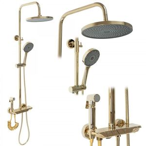 Sprchový set Rea Max - vaňová batéria, dažďová, ručná a bidetová sprcha zlatá vyobraziť