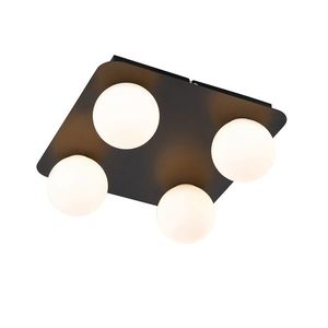 Moderné kúpeľňové stropné svietidlo čierne hranaté 4-svetlo - Cederic vyobraziť