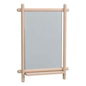 Nástenné zrkadlo s poličkou s dreveným rámom 52x74 cm Milford - Rowico vyobraziť