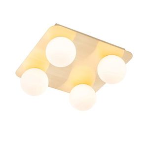 Moderné kúpeľňové stropné svietidlo mosadzné štvorcové 4-svetlo - Cederic vyobraziť