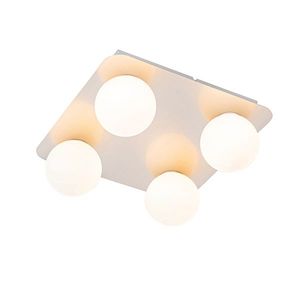 Moderné kúpeľňové stropné svietidlo oceľové hranaté 4 svietidlo - Cederic vyobraziť